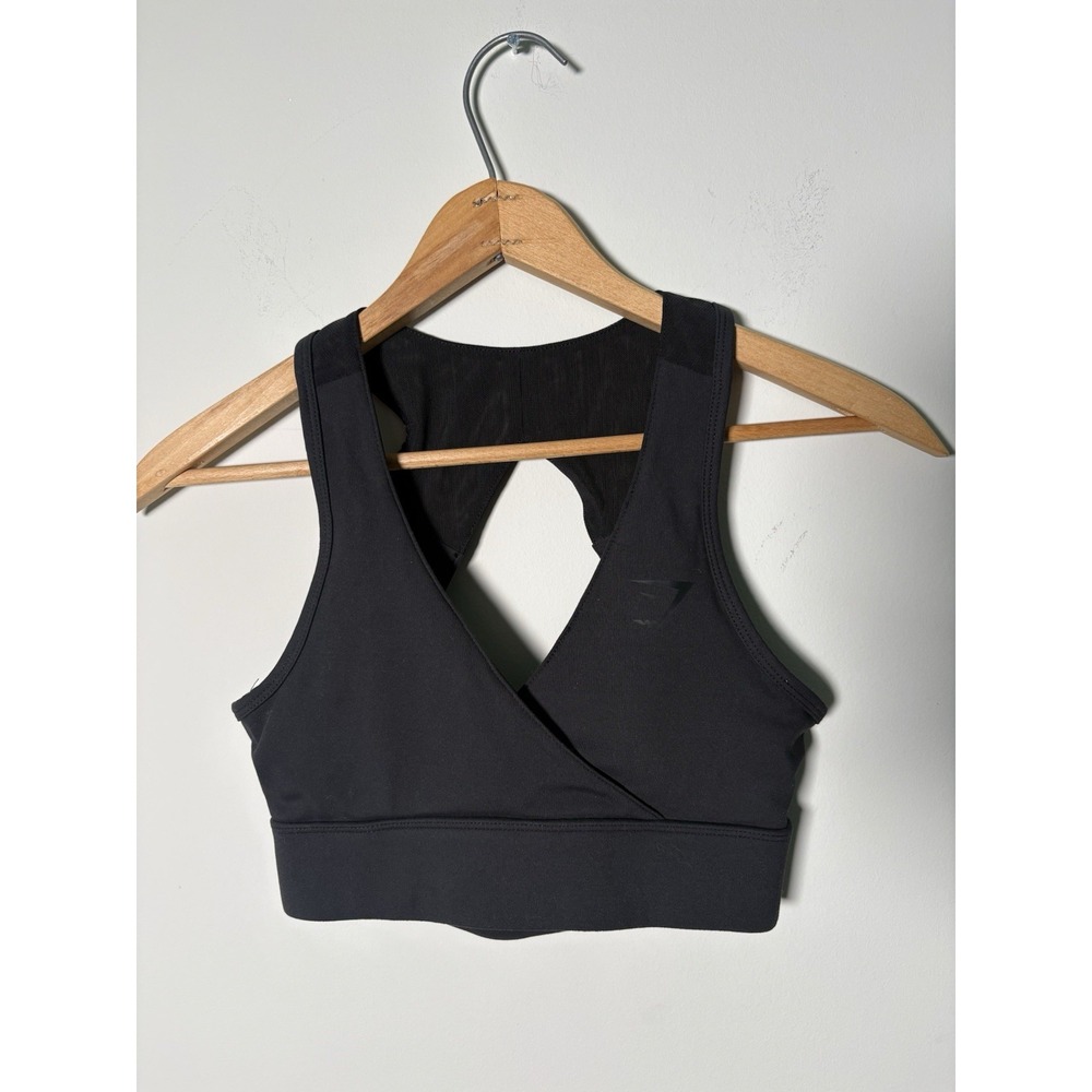 Gymshark x Nikki Blackketter Cross Back Sports Bra Black Mesh Cutout Size XS